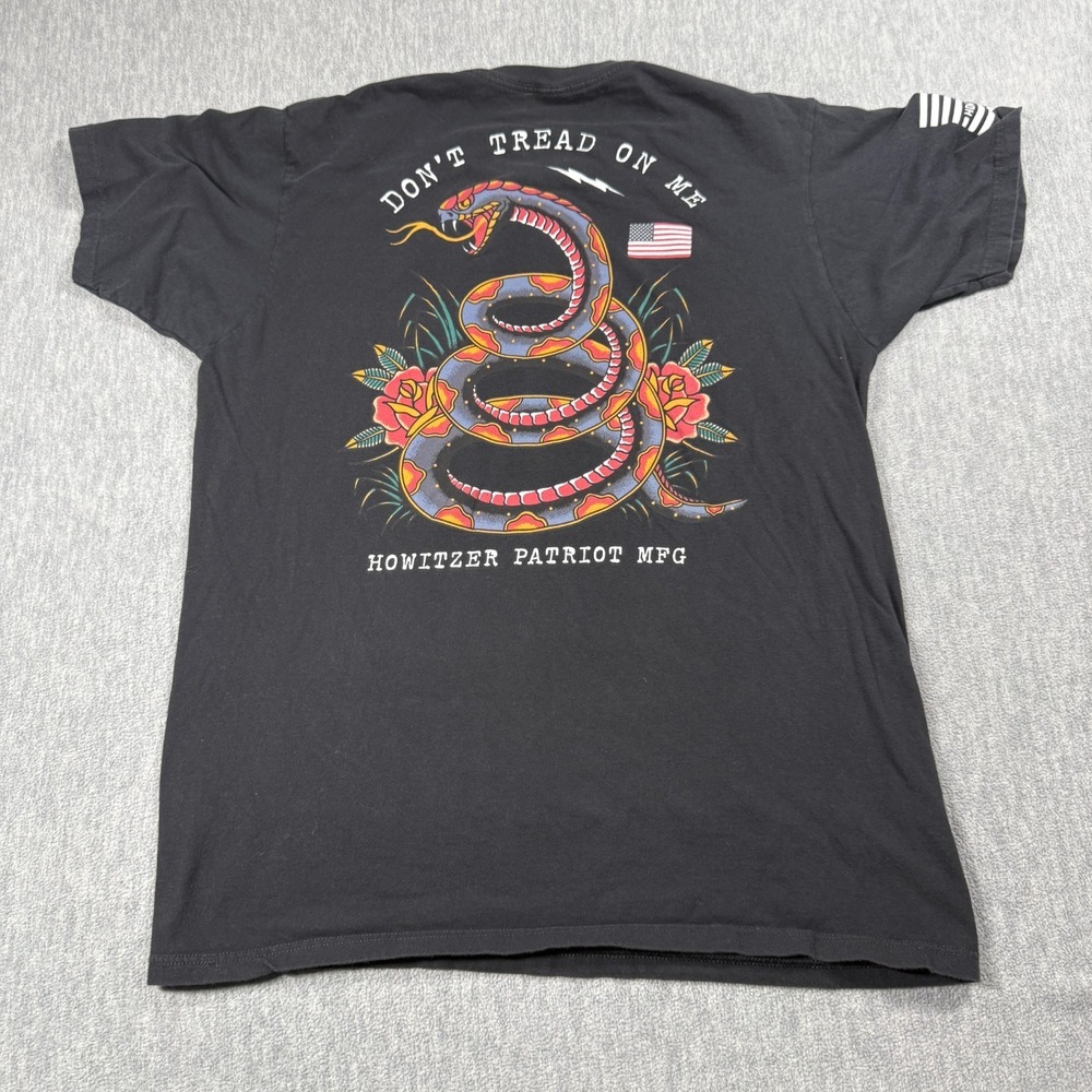 Howitzer T-Shirt Mens L Black Don't Tread On Me Gadsden Flag Snake Graphic Tee